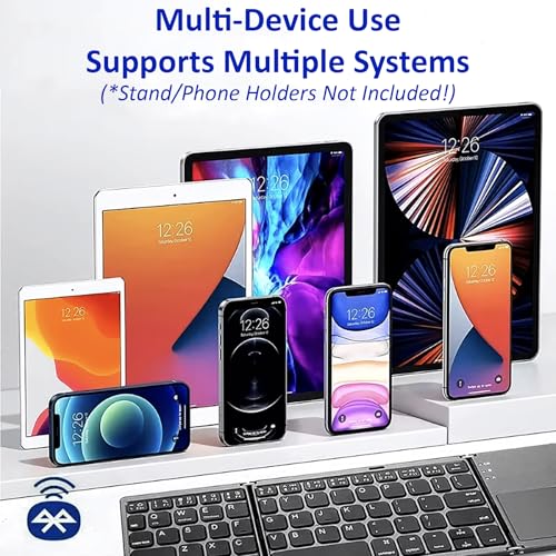 Slim Foldable Wireless Keyboard Compatible with Xiaomi 12/12S/12T/12X/11/11T/11i/Mi/Pro/Plus/Ultra/Lite/5G Includes TOUCHPAD Mouse /48H Use/560 Days Standby/Portable/Compact/Tri-Fold/Rechargeable