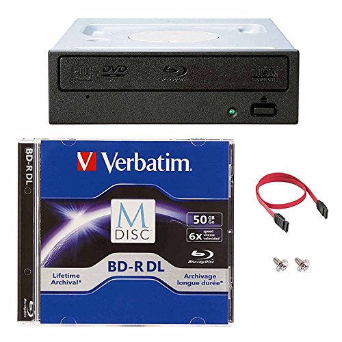 Pioneer 16x BDR-209DBK Internal Blu-ray Burner Bundle with 50GB Verbatim M-Disc BD-R DL and Cable Accessories