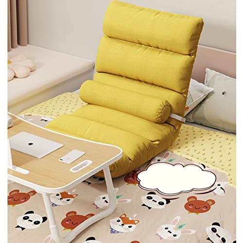 Silla de suelo ajustable para meditación y juegos en interiores, respaldo de 5 velocidades, asiento plegable con soporte lumbar extraíble, color beige, perfecta para relajación y comodidad