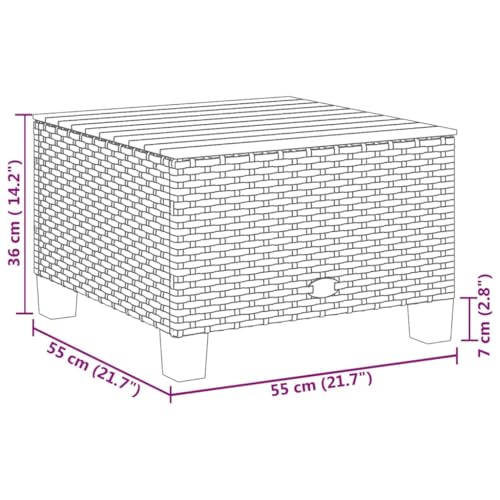Mesa de jardín de acacia de 55x55x36 cm apta para intemperie 3