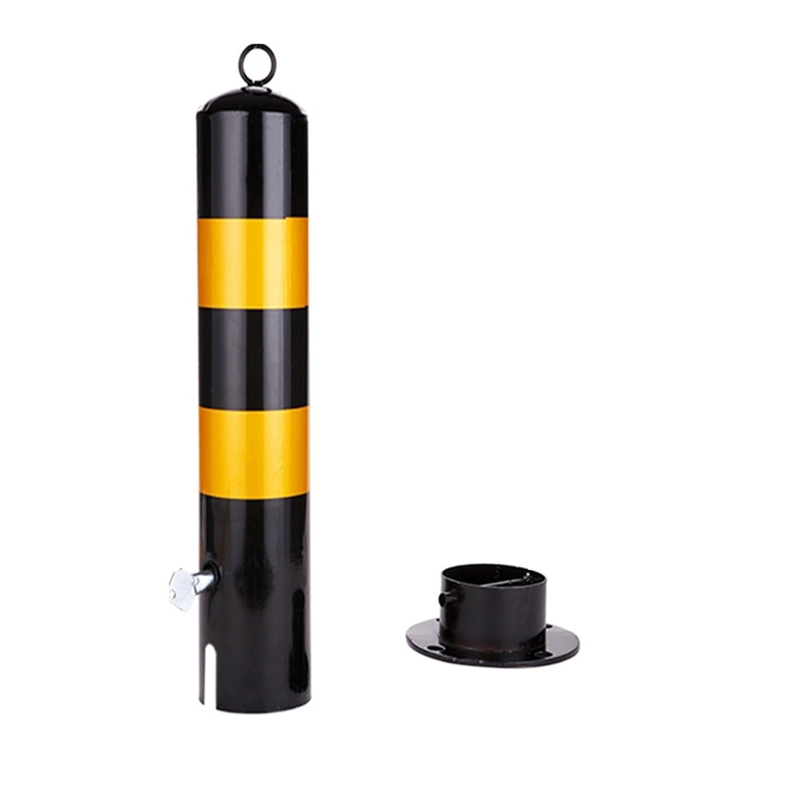 Poteau de sécurité amovible en acier jaune 75 cm pour barrière de parking