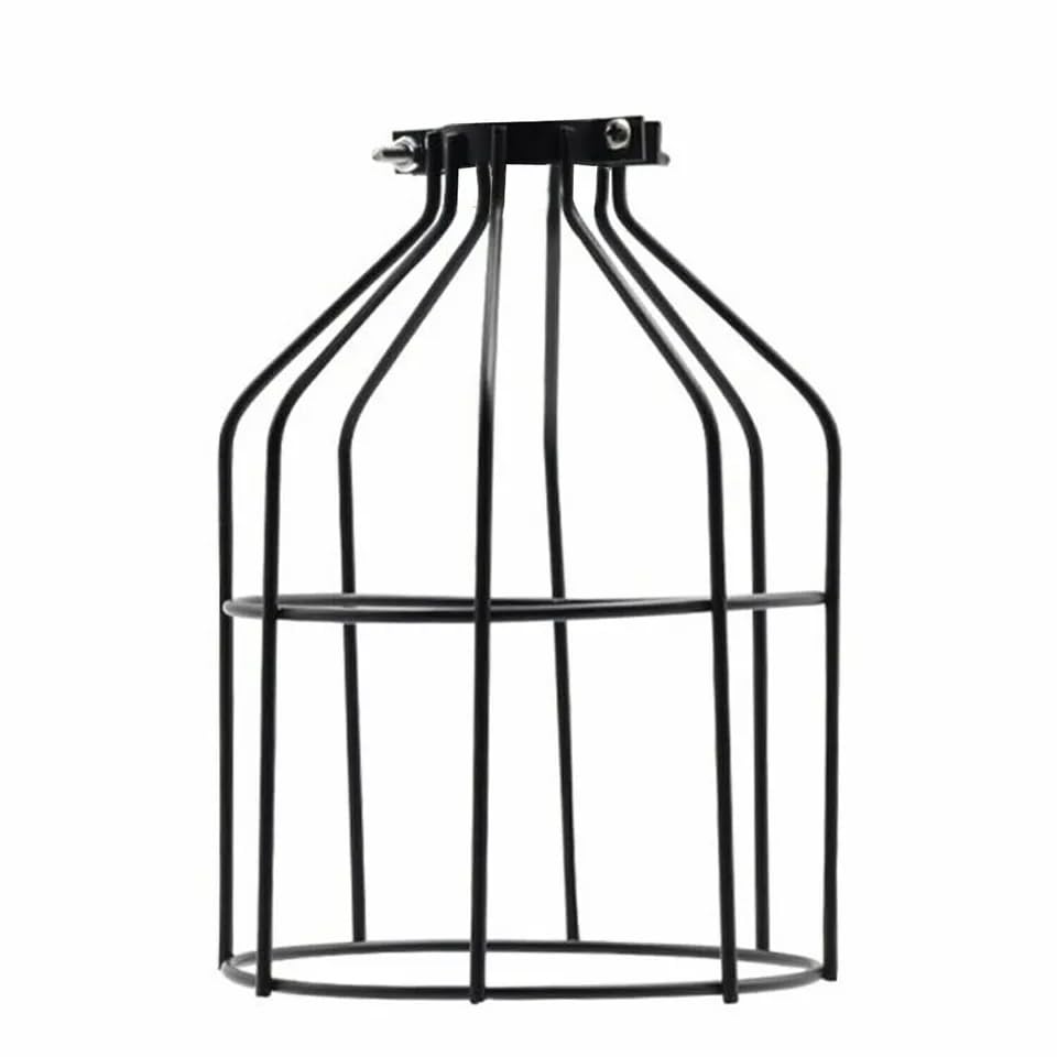 Vintage Industrial Metal Easy Fit Wire Cage Ceiling Pendant lamp Shades Ceiling Lighting Pendant Lights for Dining Room, Bedroom and Hallway (Black Dome Cage)