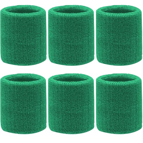 4.3 Inch Sports Wrist Sweatbands for Men Women, Absorbent Wrist Sweat Bands Tennis Wristbands Athletic Cotton Terry Cloth Sweatband for Basketball,Pickleball,Running,Gym,Working Out (6 Pack) -Mixed