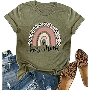 Boy Mom Tee Shirt for Women Short Sleeve Lett...