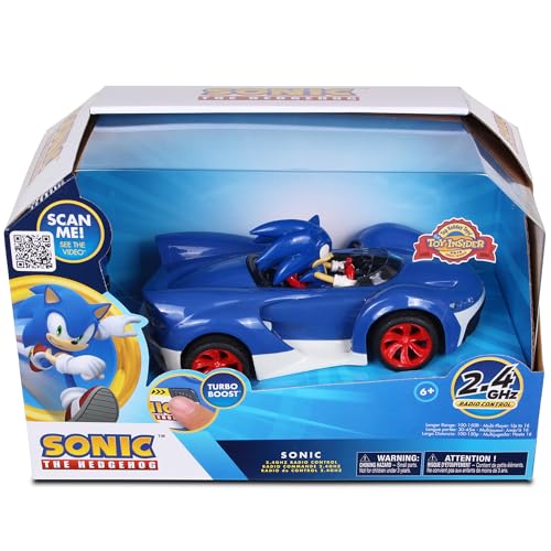 Image of NKOK Team Sonic Racing 2.4GHz Radio Control Toy Car with Turbo Boost - Sonic the Hedgehog 601, Features Working Lights, Adjustable Front Wheel Alignment, Super Fun and Easy, Ages 6 and up