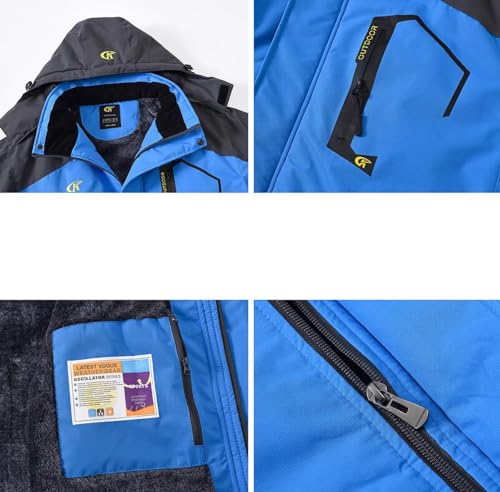 Image of QPNGRP Mens Waterproof Fleece Ski Jacket Windproof Winter Snow Coat