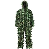 3D Ghillie Tarnanzug, Jungle Regenponcho Ghillie Suit Camouflagemit Tarnkleidung Geeignet zum Verstecken von Spielen, Outdoor, Jagen (Armeegrün, XL)