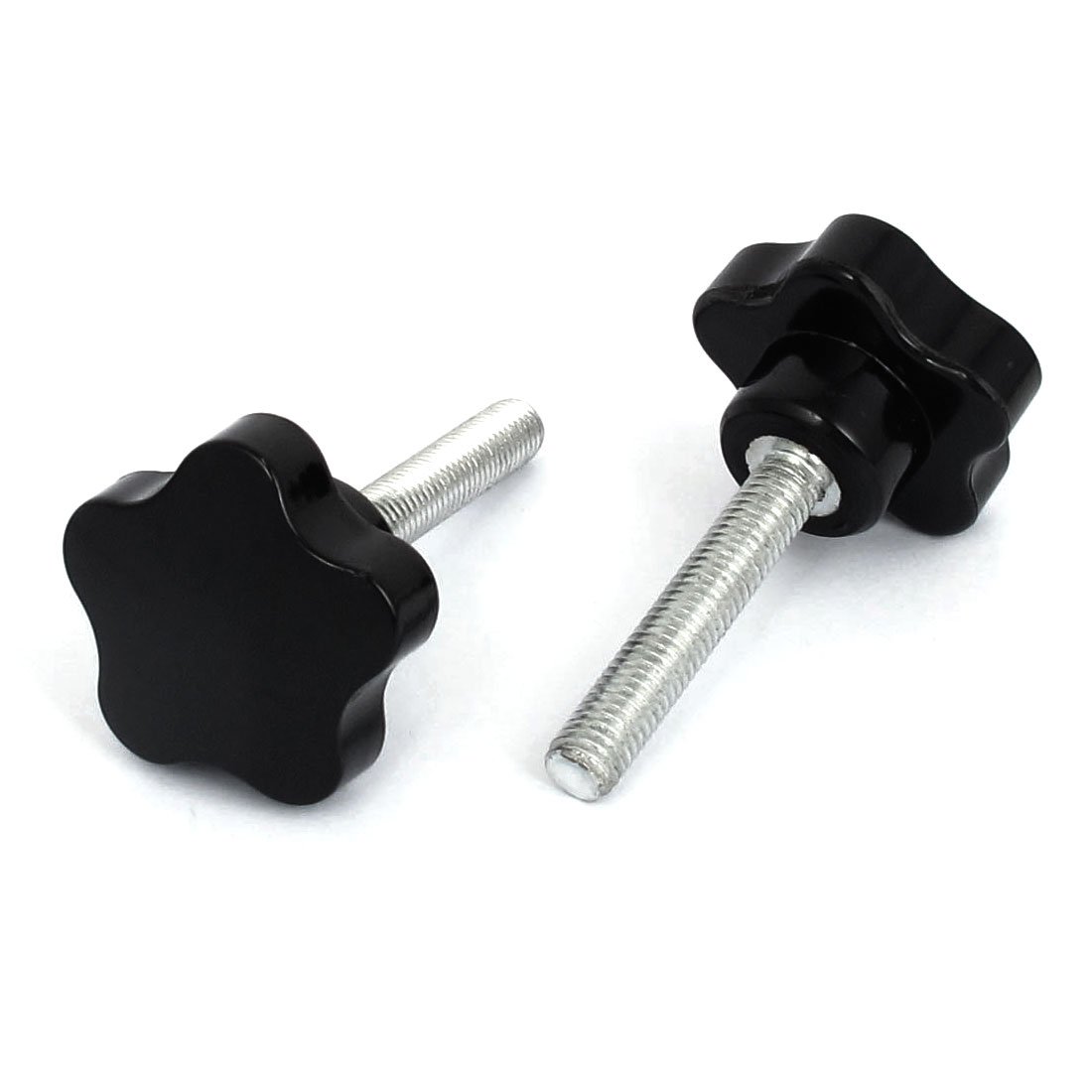 Aexit 40mm Star Clamps Head M8x45mm Male Thread Screw on Clamping Knob Grip Strap Clamps Black 2pcs