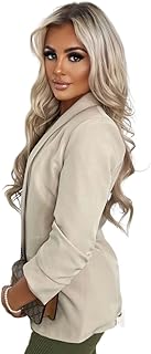 Divadames Womens Blazer Open Front Casual Cardigan Ruched Sleeve Work Office Blazer Jacket with Pockets