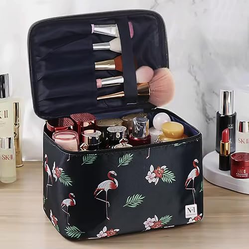 Image of NFI essentials Printed Cosmetic Organizer Bag, Makeup Bag for Women Toiletry Bag Makeup Organizer Make up Kit Travel Pouch Vanity Bag Pouch for Girls