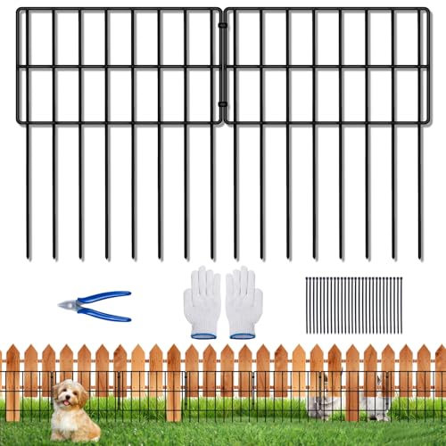 Animal Barrier Fence, 25 Pack Total 17in (H) x 27ft (L) No Dig Garden Rustproof Metal Defense Fences Stakes, Dog Rabbits Blocker Fencing Panels for Outdoor Yard with Cable Ties and Cutting Plier