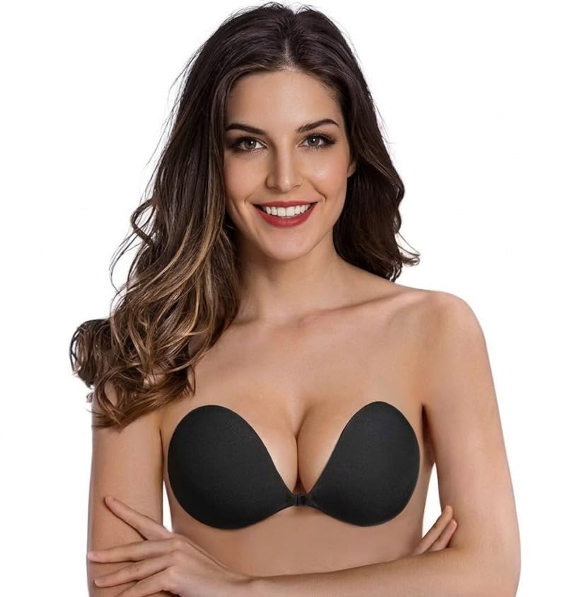 Strapless Adhesive Push-Up Bra, Invisible Backless Silicone, Reusable, Seamless Lift for Backless Dresses, Black, Sizes 28 to 36 ABCD.-picture-38