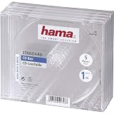 Hama | 00044748 - Caja para Guardar 1 CD, Pack de 5 Unidades, Resistentes, Color Transparente