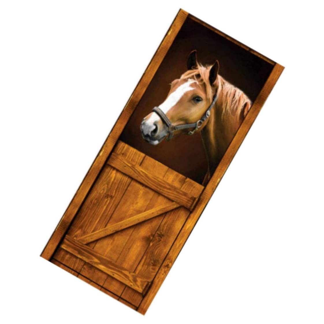 Papier peint de porte autocollant cheval amovible et lavable