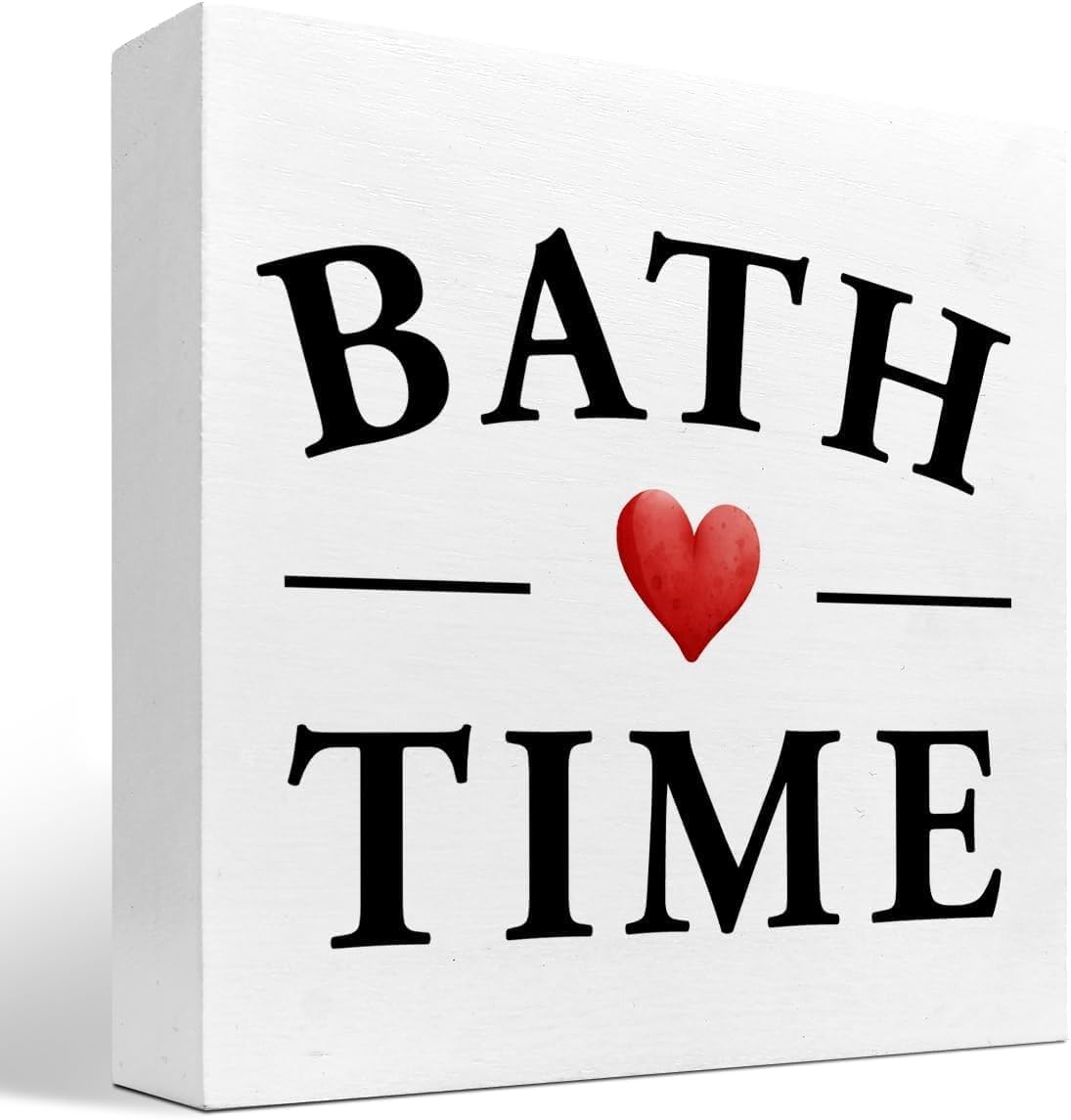 Funny Bath Time Bathroom Wood Box Sign, Rustic Toilet Home Shelf Tabletop Desk Restroom Decor