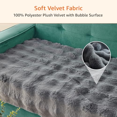 Image of Amazon Basics Plush Velvet Sofa Cover for 3 Seater, Bubble Surface, Non-Slip Sofa Pad, 70x180 cm, Soft Silicone Grip Dots, 100% Polyester, Machine Washable - Dark Grey