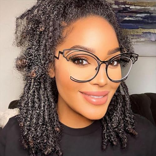 Anti-blue Light Oversize Metal Semi-rimless Cat Eye Frame2