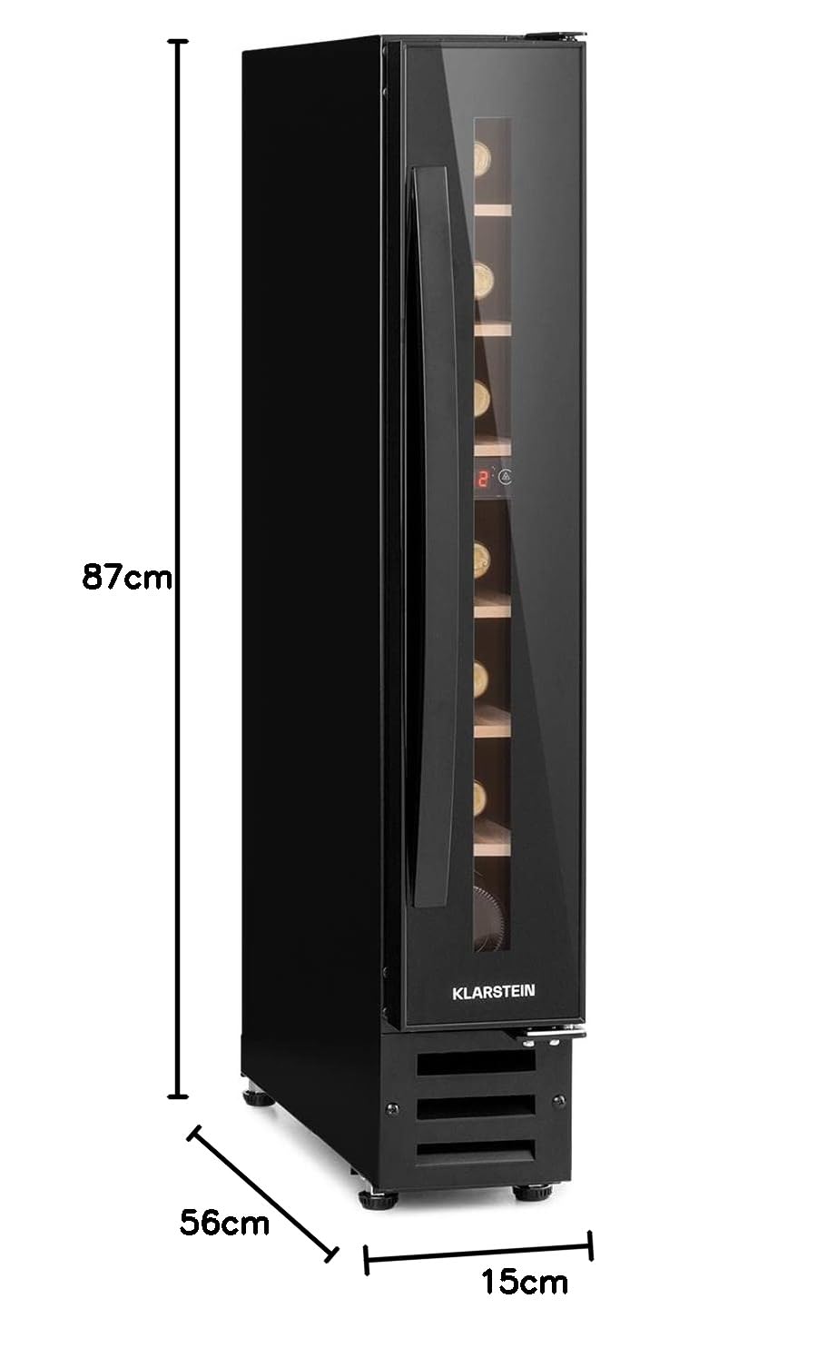 KLARSTEIN Cantinetta Vino Design da Incasso, Refrigerata a Zona Singola per Vino Rosso, Bianco e Birra, Controlli Touch, Frigo per Esterno/Interno, 20L, 7 Bottiglie