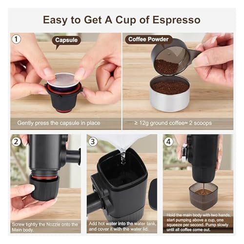 Cafetera portátil manual 2 en 1 para espresso y café miniatura 5