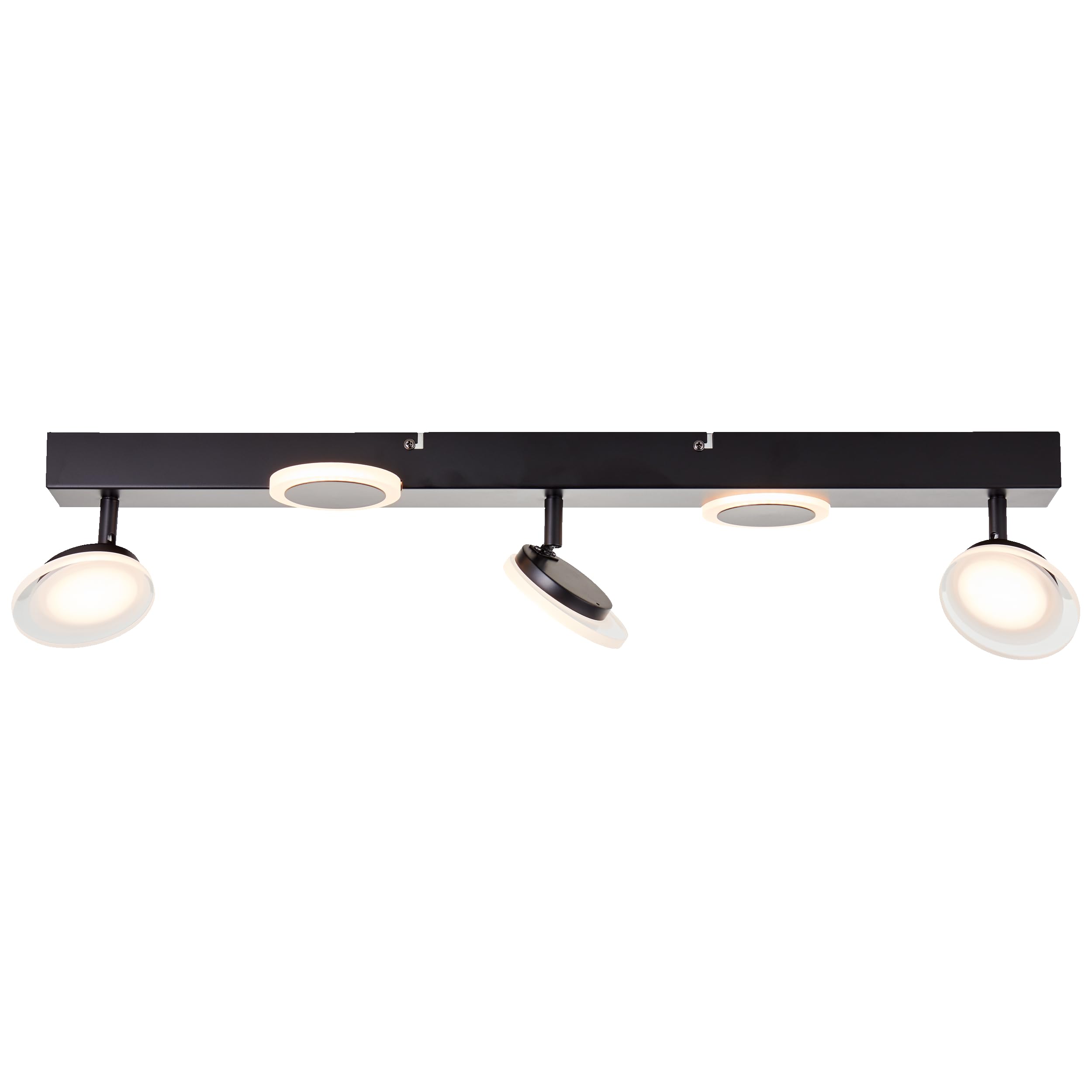 Lightbox LED Decken Strahler - 3 flammige Spotbalken im zeitlosen Design mit schwenkbaren Köpfen & 3 x Spots und 2 x Dekolichter - aus Metall/Kunststoff - in Schwarz - 70 cm Breite
