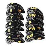 Aus Neopren Craftsman Golf 11 (4.5,6,7,8,9, AW, SW, PW, LW, X) Silber Shield Neopren Golf Club Head Cover Keil Eisen Schutz Schlägerhaube, schwarz/braun