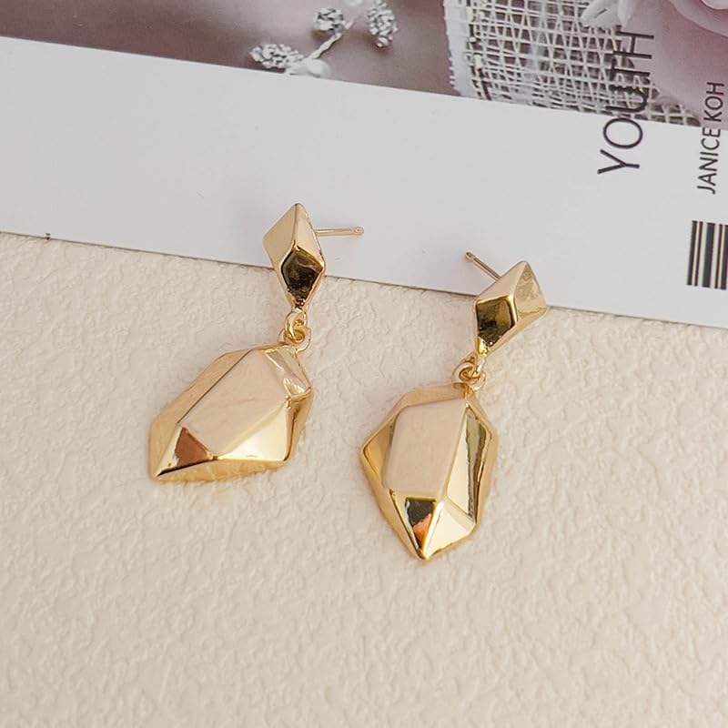 18K Gold Plated Geometric Drop Earrings for Women – Modern Irregular Shape Statement Earrings – Lightweight Fashion Jewelry for Daily Wear and Parties - Image 2