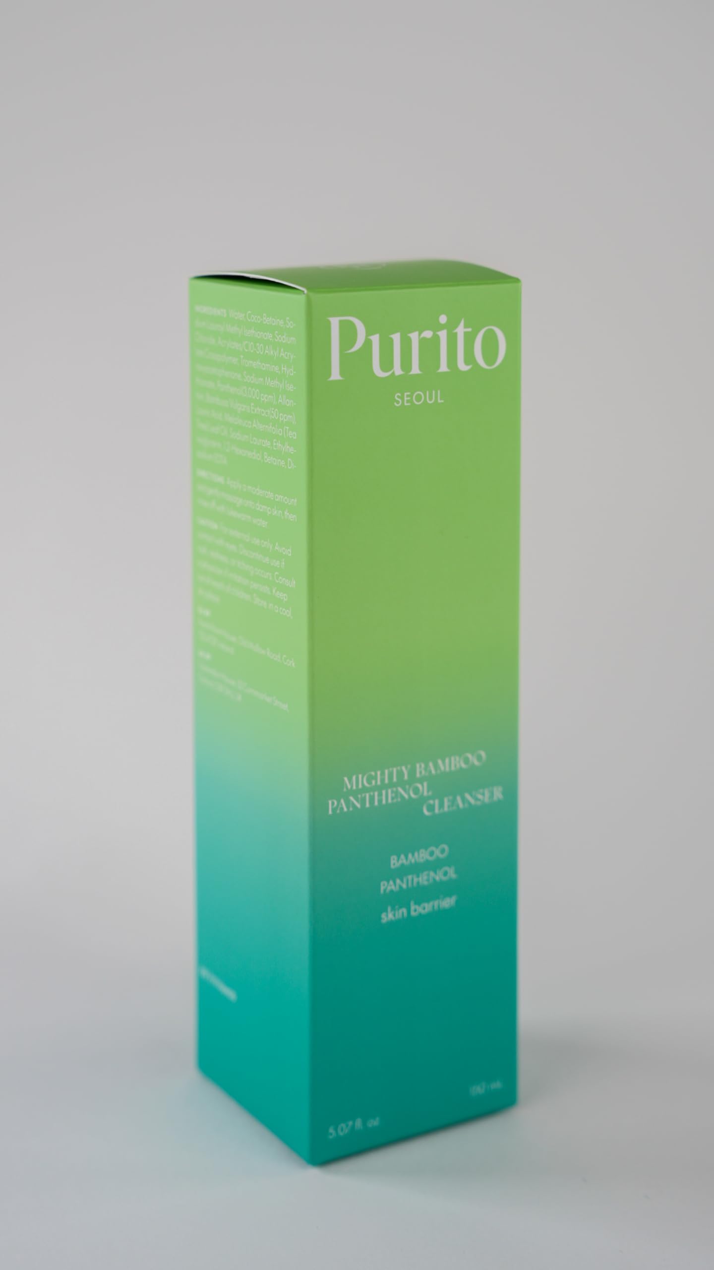 PURITO Nettoyant Panthenol au Bambou Puissant, Nettoyant Doux pour le Visage Hydratant, pour Peaux Sensibles, Nettoyant pour le Visage Végétal & Sans Cruauté 150ml / 5,07 fl. Oz.