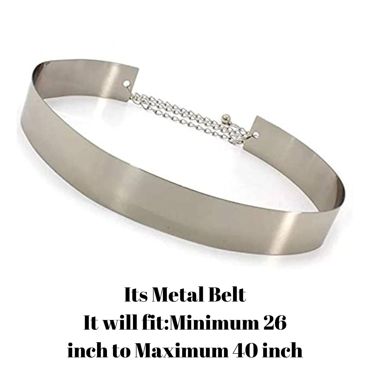 SATYAM KRAFT Women Waist Belt for Dress, Saree, Dresses, Jeans | Stylish Metal Plate Adjustable Silver Belt for Ladies, Girls | Western & Traditional Chain Belt | Party Wedding Fashion (3.5 cm Wide) 2