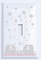 Vista 6 de Cubiertas de interruptor de luz de elefante de diente de león azul y gris de palanca individual/decoración de guardería