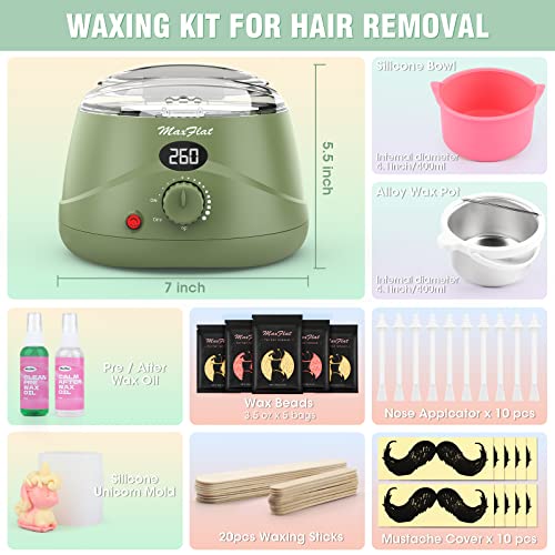 Waxing Kit, Wax Kit for Women Men MaxFlat Digital Wax Pot Hard Wax Kit with 51 Wax Accessories 17.6 oz Brazilian Wax for Full Body Armpit Brazilian Bikini Waxing Kit - Thumbnail 5