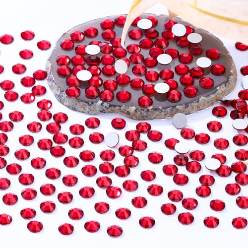 Image of Siam Flatback Rhinestones, Glass Rhinestones for Nail Art and Craft, Glue Fix, Loose Crystal Gemstones(Siam, SS30, 576pcs, 6.4-6.6mm)