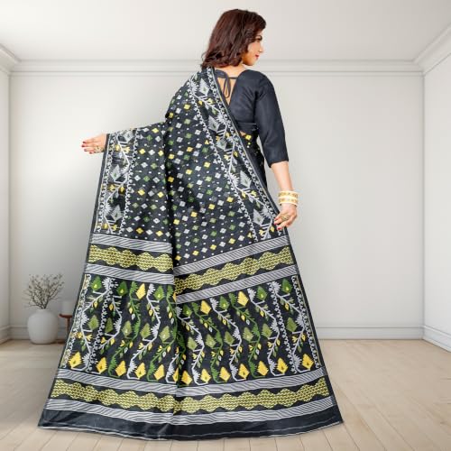Image of Mayabi Women's Dhakai Jamdani Cotton Silk Saree Traditional Bengali Tant Korat Work, Without Blouse Piece