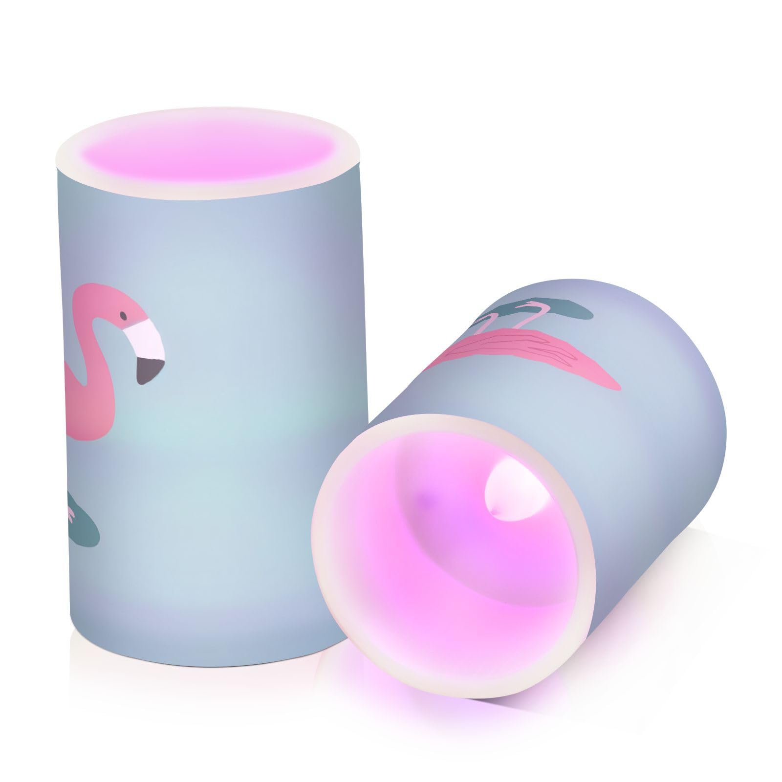 ALAZA Flamingo Flickering Flameless Candles Battery Operated with Remote Timer,Tea Light Candles LED Pillar Votive Candles Set of 2 for Outdoor Indoor Decorations