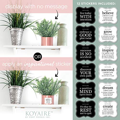 Koyaire Motivational Desk Plant Set Of 3 - Rose Gold Desk Accessories For Women Office - Rose Gold Decor And Home Office Accessories - Small Fake Plants - Desk Decorations For Women Office Decor #TOP4