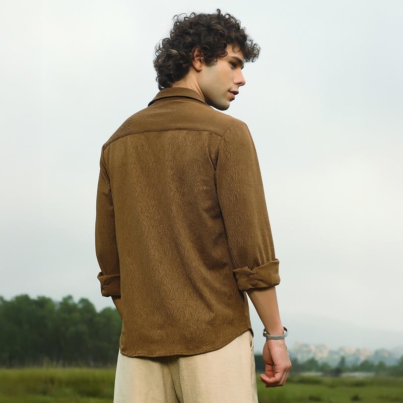 Image of CAHOOT Men's Shirt for Casual Wear | Spread Collar | Long Cuffed Sleeves | Button Closure | Shirt Crafted with Comfort Fit for Everyday Wear