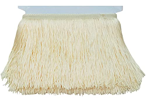 Lauthen.S 10 Yards of 6" Chainette Fringe Trim Tassel Sewing Trim for DIY Craft Latin Dress Lamp Shade Decoration Beige