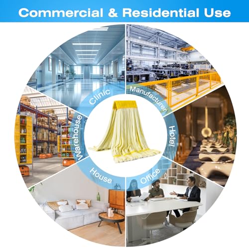 Image of Matthew Cleaning Microfiber Tube Mop(Large,Yellow,3Pack) Heavy Duty Mop Head Replacement,Excellent Absorbency,Premium launderability,Reusable,Loop end for Home,Commercial and Industrial Use