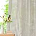 LANTIME 63 Semi Sheer Curtains, Faux inen Double Pleated Window Sheer Curtains Panels Drapery for Home, Hotel, Office, 72 W x 63 L Inch, Set of 2
