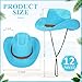 JaGely 12 Pcs Straw Cowboy Hats for Women Men, Wide Brim Summer Hat Bulk Sun Protection for Western Themed Party(Light Blue)