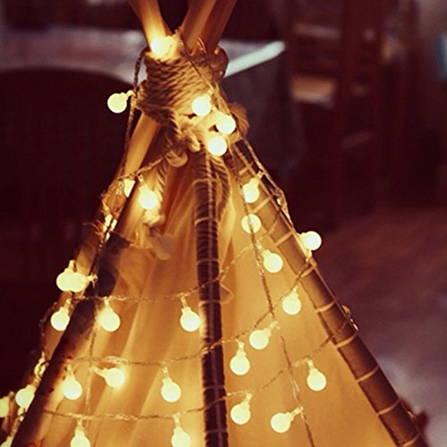 Huifeideyu Luzes LED Globo de Fada, Bola Branca Quente, luzes estreladas decorativas impermeáveis pa