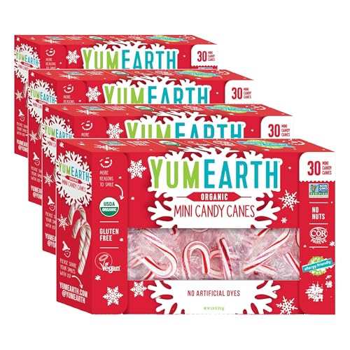 Image of YumEarth Organic Holiday Mini Candy Canes, 30 Count (Pack of 4)