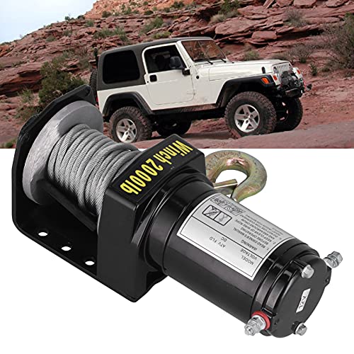 Winche eléctrico 2000LB 12V con cable y freno automático miniatura 5