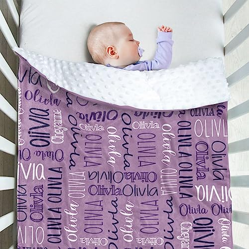 Image of Custom Baby Blanket - Personalized Names Design - Soft Plush Blanket with Double Layer Dotted Backing for Boys Girls Color12(47x60 inches)