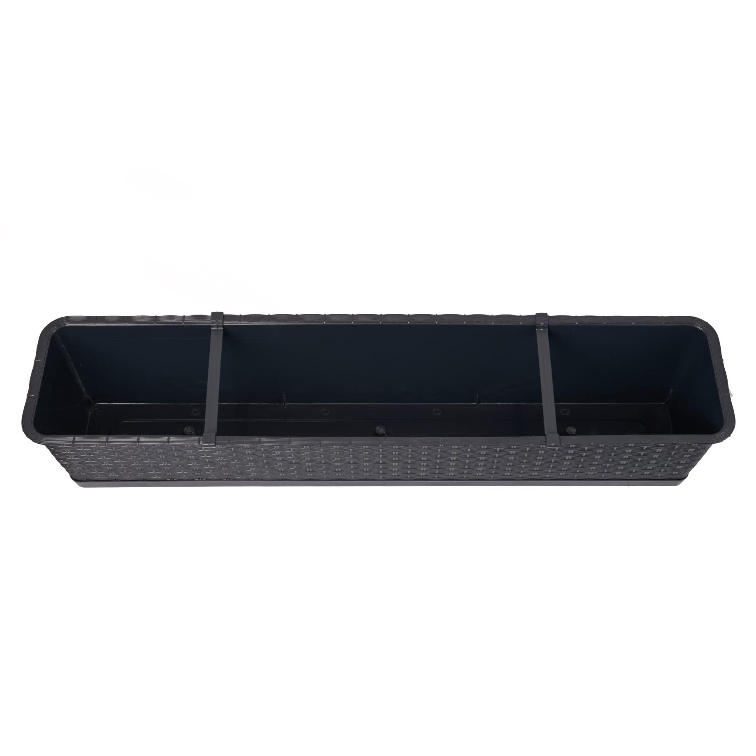 Tymar Jardinière de balcon avec support, Jardinière de balcon, 2 unités, rotin, Jardinière en plastique ((2pack) Anthracite, 80 cm)