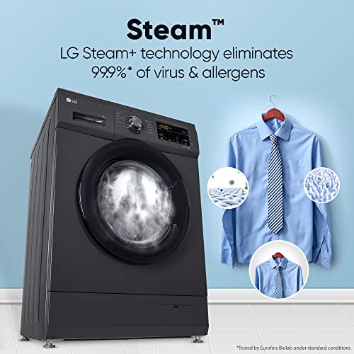 Image of LG 9 Kg 5 Star Direct Drive Technology, Steam Wash, 6 Motion DD, Smart Diagnosis, Fully-Automatic Front Load Washing Machine (FHM1409BDM, Allergy Care, In-Built Heater, Touch Panel, Middle Black)