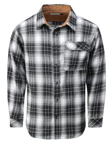 Drazivon Mens Button Down Long Sleeve Cotton Flannel Shirts Plaid Black 2XL - image 1