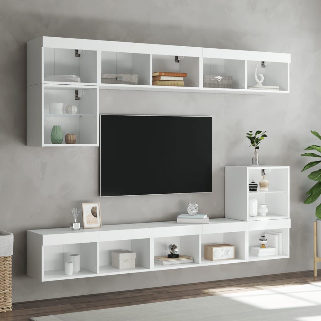 Stojak pod telewizor LED, biały, pływająca konsola TV, nowoczesny stolik kawowy, montowany na ścianie, 80 x 30 x 30 cm, design Sk do salonu