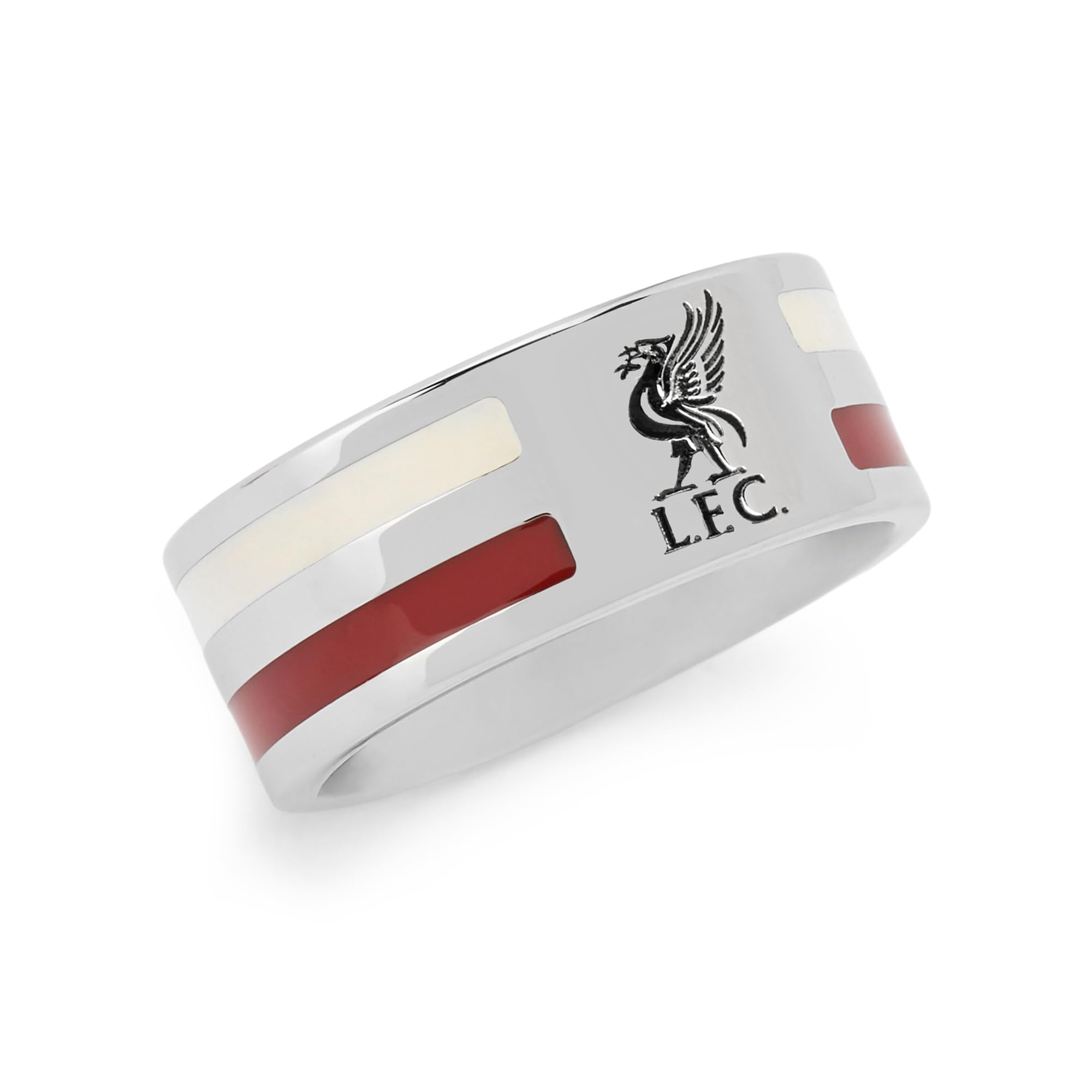 Official Licensed Stainless Steel 2 Colour Stripe Band Ring - Mens/Unisex Football Fan Gift