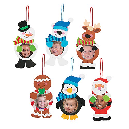 Fun Express Christmas Character Picture Frame Ornament Craft Kits - Makes 12- Holiday Crafts for Kids