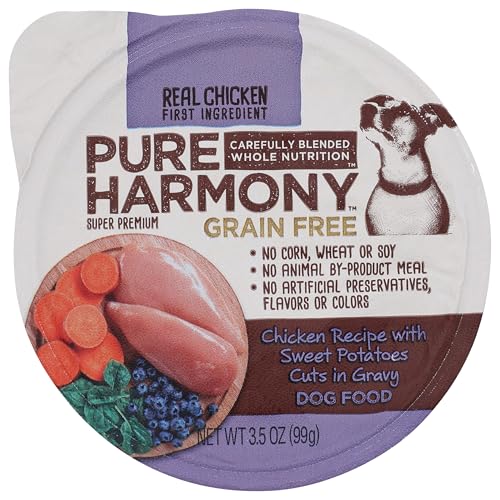 Pure Harmony, Super Premium Grain Free Dog Food Real Chicken with Sweet Potatoes in Gravy, 3.5 Ounce
